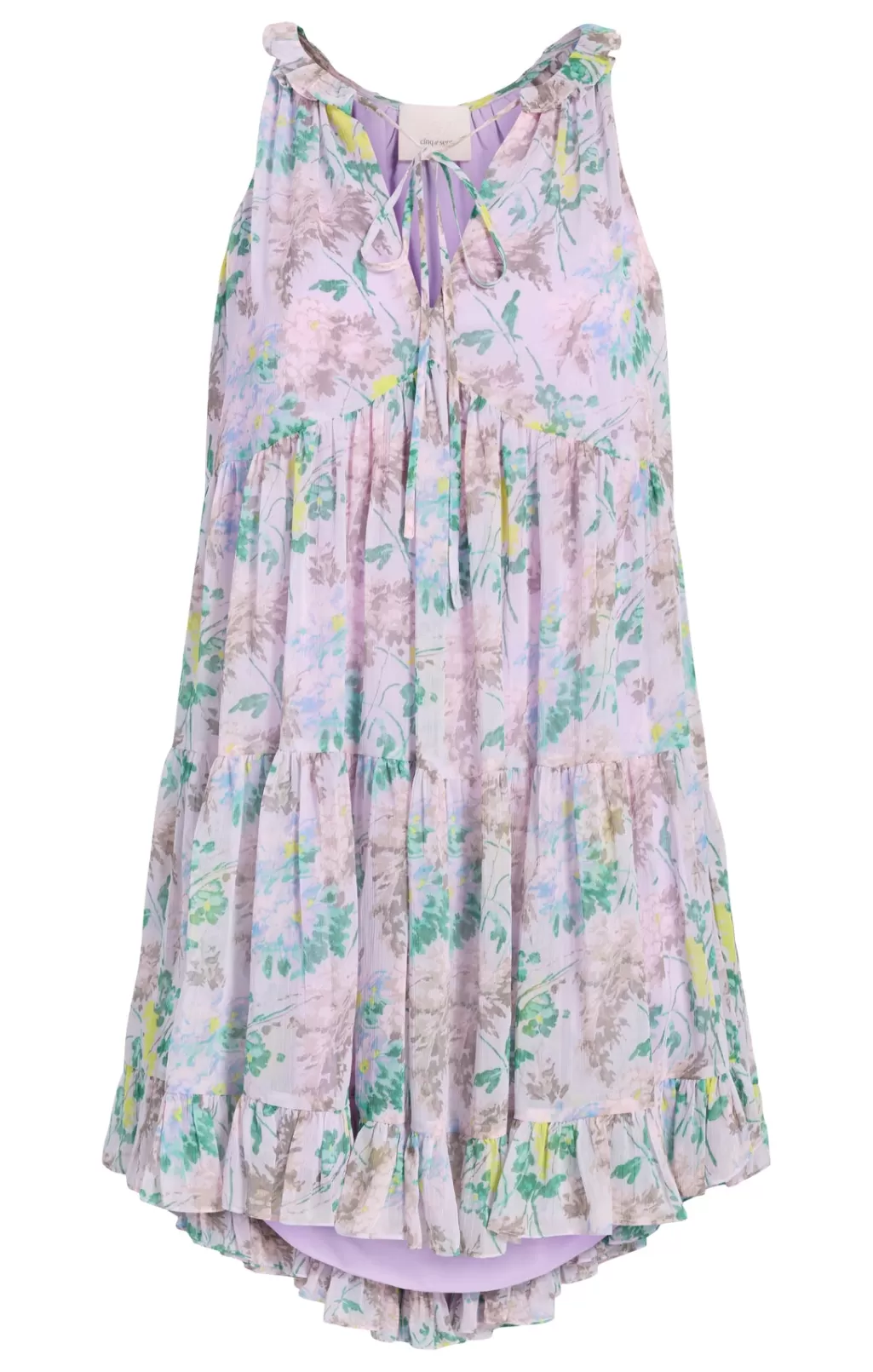 Cinq à Sept Light Washed Floral Sleeveless Phyllis Dress